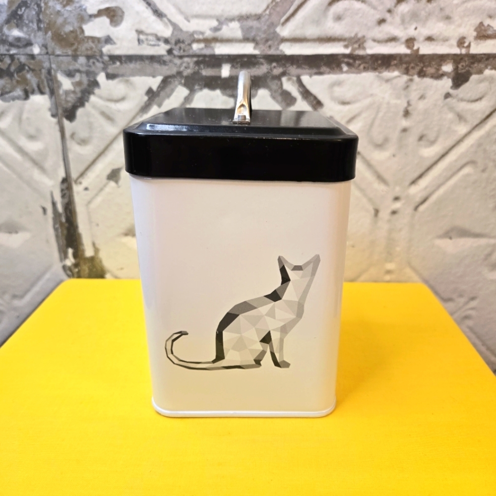 Cat Treat Storage Container in a Geometric Cat Design